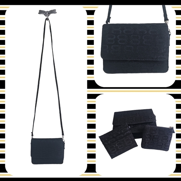 🟠 4 for $25 🟠 LITTLE BLACK PURSE WITH COIN POUCH & CREDIT CARD HOLDER - Picture 1 of 7